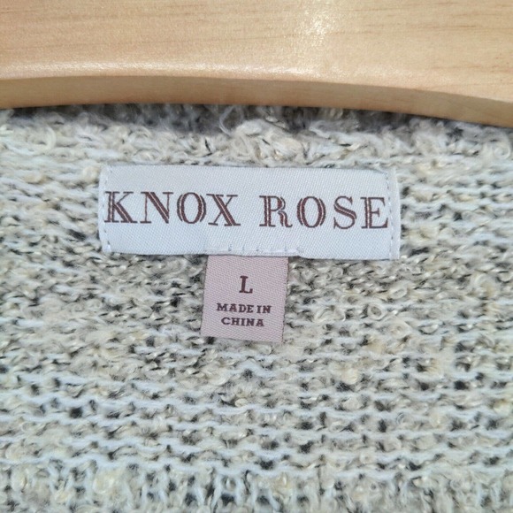 Knox Rose Women's Open Front Cardigan Knit Sweater Multi Large Striped Pockets - Picture 8 of 12